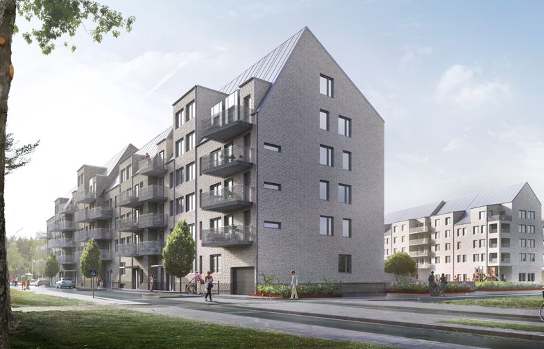 HMB bygger 75 hyresrätter i nya Örebro-stadsdelen Södra Ladugårdsängen på uppdrag av ÖBO. Illustration: White