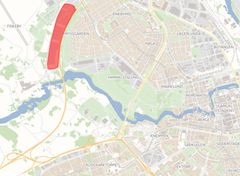 Fiskeby och Pryssgården.. Rött markerat område visar det aktuella området i staden. Karta: Norrköpings kommun.