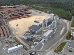 Moelvens första pelletsfabrik på Sokna som togs i drift 2020. Foto: Moelven