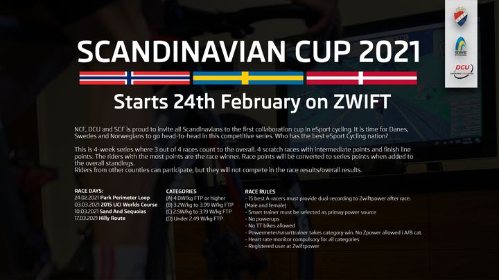 Scandinavian Cup körs följande datum: 24 februari, 3 mars, 10 mars och 17 mars.
