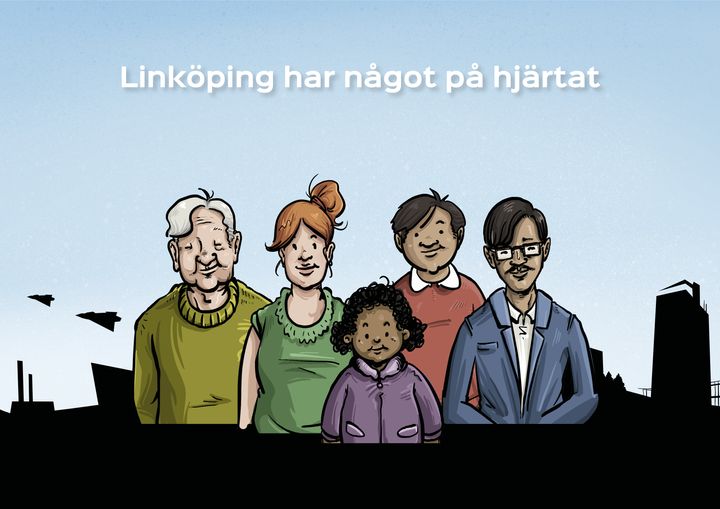 På linkopingsinnersta.se/aretsstadskarna guidar denna familj runt och visar några av de projekt som har blivit, 
eller håller på att bli, till verklighet i stadskärnan. Bild: Linköping City Samverkan AB.