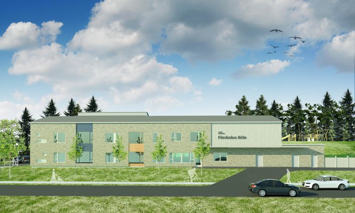 Illustration över planerad förskola på Böle