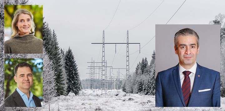 Jernkontorets vd Annika Roos och Per Hermerén, expert på energifrågor, samtalade med energi- och digitaliseringsminister Khashayar Farmanbar. Foto: Pia Nordlander för Jernkontoret och Magnus Liljegren, Regeringskansliet.