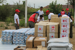 Nordkoreas Röda Kors förbereder en av sina hjälpinsatser 2019. Foto: SRK.