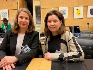 Anna Rosenmüller Nordlander och Charlotte Palmstierna deltog vid FN-mötet i Genève. - Flera viktiga frågor togs upp, säger Charlotte Palmstierna tf vikarierande direktör för Institutet för mänskliga rättigheter.