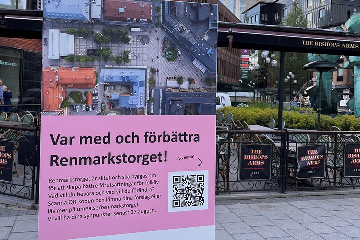 Renmarkstorget är slitet och behöver byggas om. I ett första steg i processen har Umeåborna bjudits in för att tycka till om den framtida utformningen. Foto: Umeå kommun