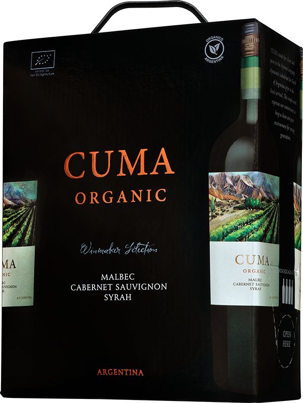 Cuma Organic Producent: El Esteco | Land: Argentina | Årgång: 2014 | Alkoholhalt: 13% | Druvor: Malbec 65%, Cabernet Sauvignon 20%, Syrah 15% | 300 cl box | Pris: 228kr | Art.nr: 2698 | Lansering: 1 september 2015