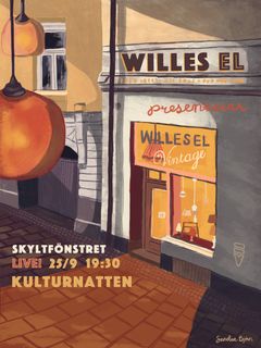 Lördag kl. 19-23 blir det musik i ett av skyltfönsterna hos Willes El . Foto: Norrköpings kommun