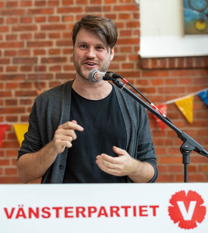 Richard Olsson (V), avgående ordförande på Vänsterpartiet Malmös årsmöte 2020