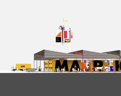 I stadsdelen Drottninghög är ambitionen att, tillsammans med invånarna, skapa ett antal mötesplatser – en av dem är "The Market". Illustration: Inter IKEA Systems B.V.