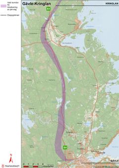 Vald korridor för lokalisering av järnväg Gävle- Kringlan