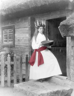 Lucia vid Bollnässtugan 1899. St. Lucy 1899. Foto: Skansen.