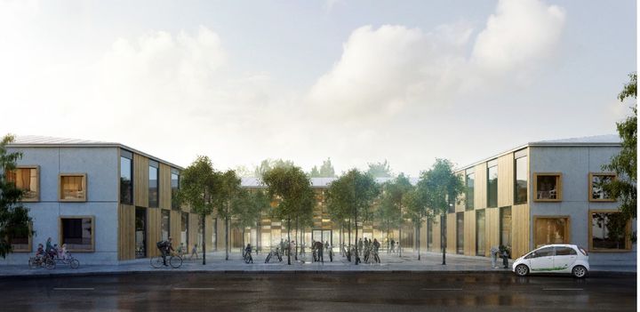 AF Gruppens dotterbolag HMB Construction har av Västerås stad utsetts till totalentreprenör för nybyggnation av Mälarparkskolan. Illustration: Kjellgren Kaminsky Architecture