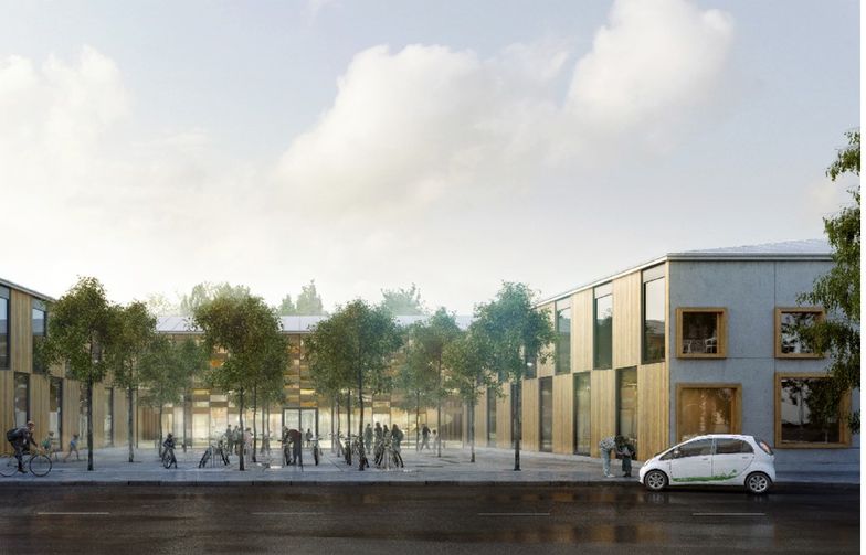 AF Gruppens dotterbolag HMB Construction har av Västerås stad utsetts till totalentreprenör för nybyggnation av Mälarparkskolan. Illustration: Kjellgren Kaminsky Architecture