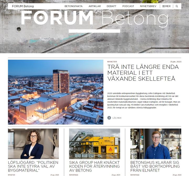 Svensk Betong lanserar nyhetssajten forumbetong.se