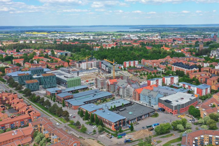 Drönarbild över området Ebbepark i Linköping.