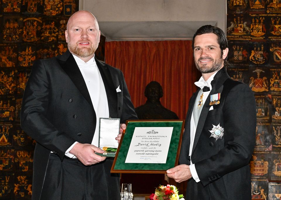 Näringslivsmedaljören David Modig med H.K.H. Prins Carl Philip