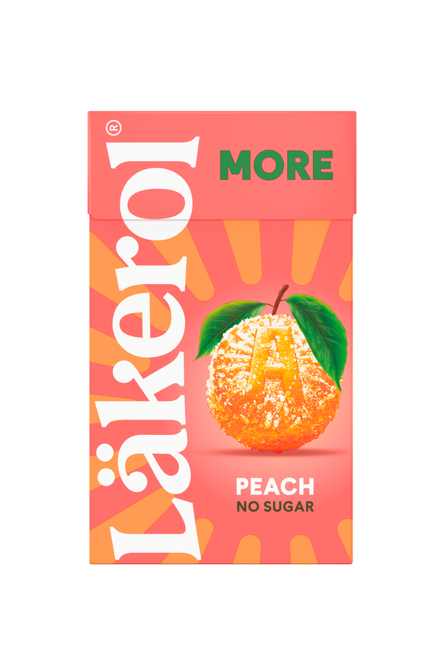Läkerol MORE Peach packshot