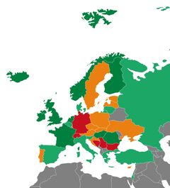 Sverige går från grön till orange markering i årets Tobacco Control Scale. Illustration: A Smoke Free Partnership