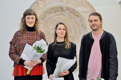 Kulturstipendiater; Saga Fagerström, Mika Gustafson och Adrian Pettersson. Foto: Claes Lundkvist/Linköpings kommmun.