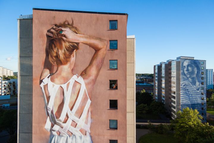 Gatukonst av konstnären Jarus, från Artscape i Göteborg  2016. Foto: Fredrik Åkerberg.
