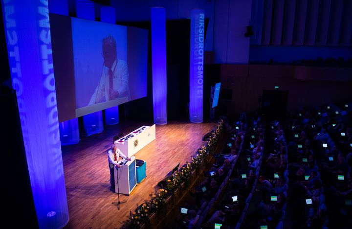 Riksidrottsmötet 2019 i Jönköping. BJörn Eriksson i talarstolen. Foto: Bildbyrån FRI ATT ANVÄNDA