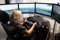 Här finns det möjlighet att testa körsimulatorerna. 
Foto: Jonas Landtqvist/VTI