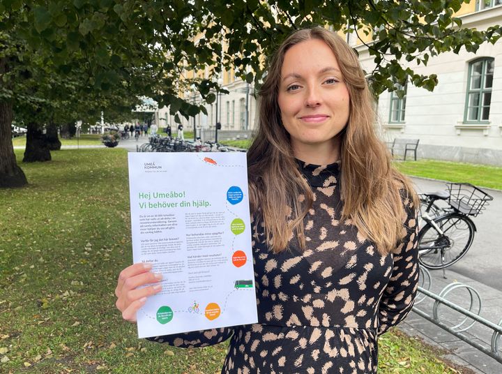 I slutet av september får 30 000 Umeåbor en inbjudan att delta i en undersökning om resvanor. Josefina Rosenlöv, statistiker, ansvarar för undersökningen som genomförs med hjälp av en app.