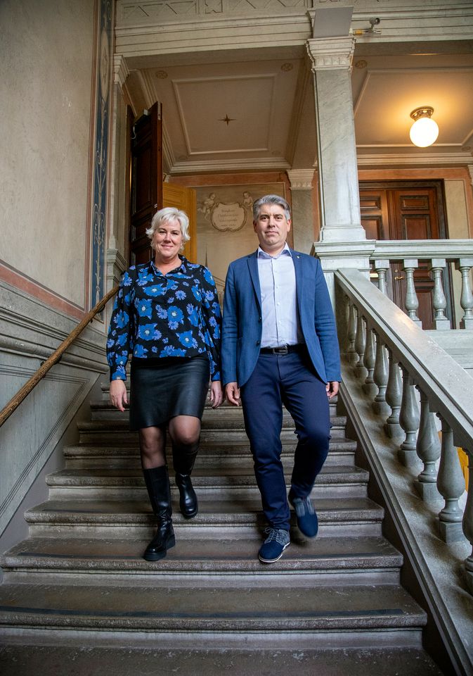 Niklas Borg (M) och Kristina Edlund (S) oktober 2022. Foto: Åke Karlsson