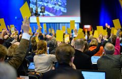 Röstning under 2019 års kyrkomöte. Foto: Magnus Aronson/Ikon.