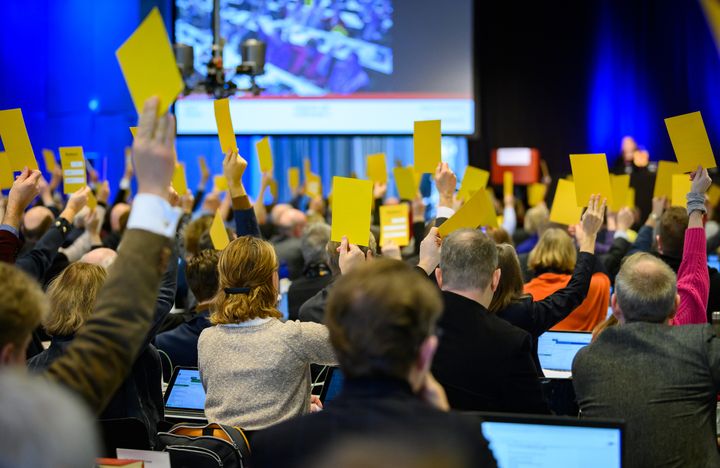 Röstning under 2019 års kyrkomöte. Foto: Magnus Aronson/Ikon.