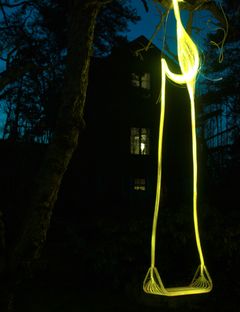 Alexander Lervik's interactive "Sense Light Swing" will be installed in Kungsträdgården and Skärholmen for the public to swing on. Nobel Week Lights will be the world premiere of the outdoor version of the swing. Photo: Alexander Lervik.