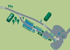 Under tiden som rampen på Vika byggs om, stängs höger körfält av, container 7-12 flyttas till vänster sida.