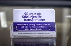 Informationskort, Stödlinjen för transpersoner. Foto: NCK