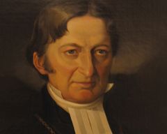 Del av porträttmålning på biskop Franzén. Foto: Maria Eddebo Persson/Härnösands stift