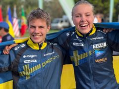 Svensk dominans i långdistansen på junior-VM. Noel Braun och Hanna Lundberg tog hem guldet på både herr- respektive  damsidan. Bild: Johan Trygg