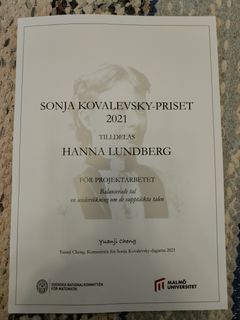 Sonja Kovalevsky-priset i matematik 2021 tilldelas Hanna Lundgren.