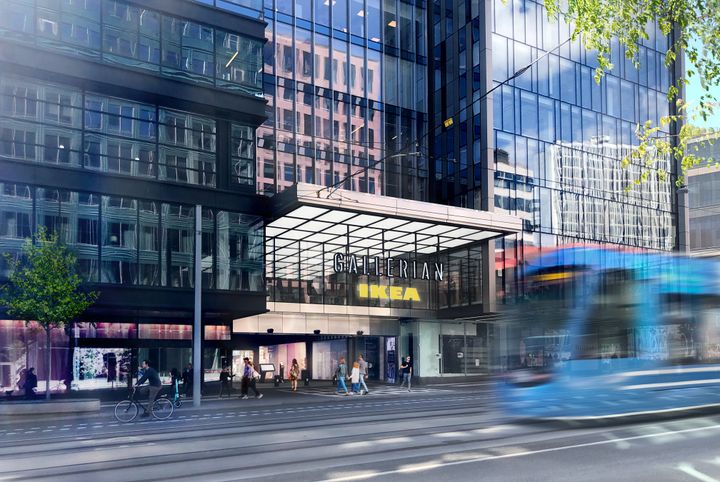 Det nya cityvaruhuset i Stockholm blir 8 000 kvadratmeter stort och sträcker sig över totalt fyra våningsplan i köpcentret Gallerian. Illustration: BSK Arkitekter