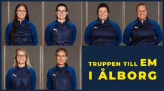 EM-truppen: Anna Andersson, Sandra Anderssson, Josefin Hermansson, Victoria Johansson, Cajsa Wegner och Jenny Wegner.