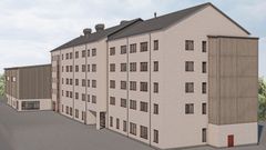 Nya Gottsundaskolan - Hela byggnaden - illustration av Krook och Tjäder