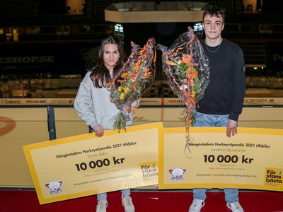 Emma Rehn och Jonathan Bjurströmer tilldelades Stångåstaden och LHC:s hockeystipendium 2021