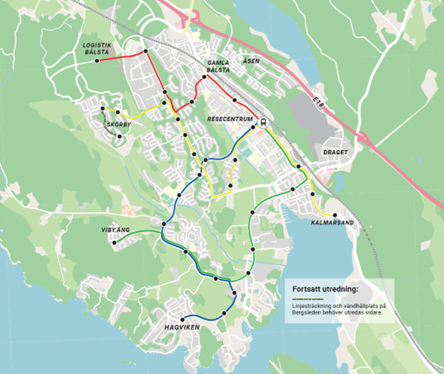Den planerade utbyggnaden av kollektivtrafiken i Bålsta kan börja införas successivt från och med december i år. Bild: Region Uppsala