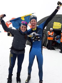 Magdalena Olsson och Erik Rost vann medeldistansen vid EM i skidorientering. Foto: Svenska Orienteringsförbundet. Fri bild