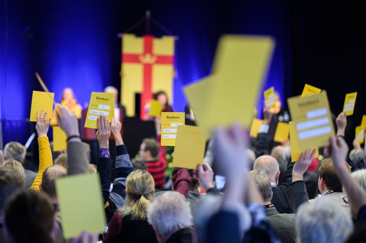Votering i kyrkomötet 2021. Foto: Magnus Aronson/Ikon.