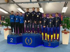 Det svenska laget på en 3:e plats i Team sprint