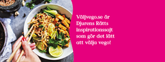 Väljvego.se är Djurens Rätts inspirationssajt som gör det lätt att välja vego! Sajten släpps på internationella vegandagen, 1/11 2017.