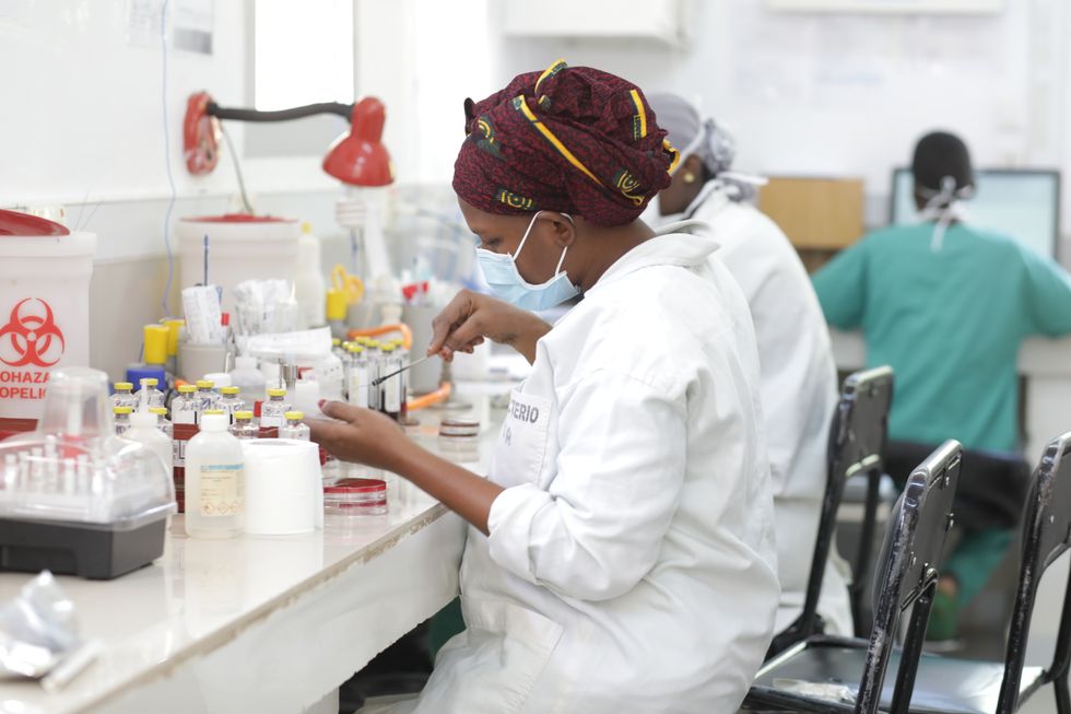 En labbtekniker i Mali analyserar bakterietest. Foto: Ismael Diallo