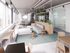 Receptionen på Bjerkings nya kontor i Uppsala. Bild: MER Arkitekter