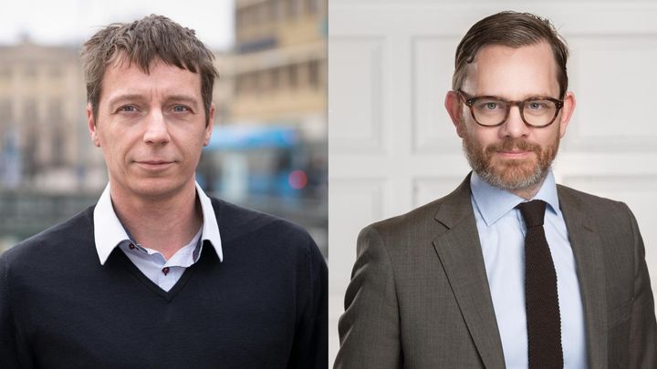 Henrik Oxfall, plastexpert på IKEM, och Nils Hannerz, näringspolitisk chef på IKEM, anser att regeringen ska avskaffa plastskatten i budgeten för 2023. Foto: Bengt Säll