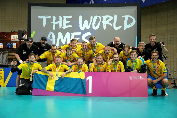 Sverige är mästare i innebandy i The World Games. Foto: Martin Hallén Almroth/Svensk Innebandy